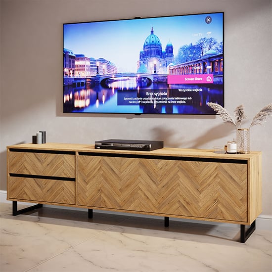 Read more about Narva wooden tv stand 1 door 2 drawers in spica oak