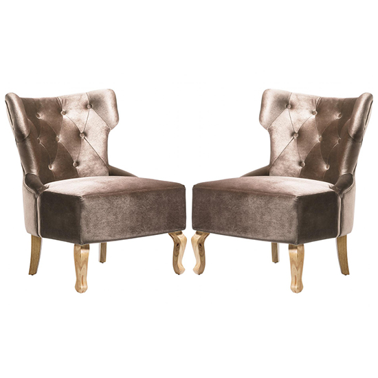 Narvel beige velvet dining chairs with natural legs in pair £399.95