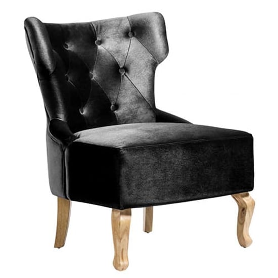 Narvel Black Velvet Dining Chairs With Wooden Legs In Pair