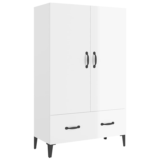 Narvel High Gloss Highboard With 2 Doors 1 Drawer In White_3