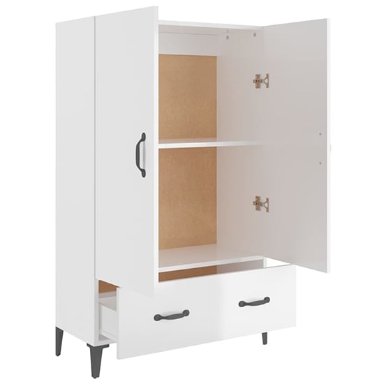 Narvel High Gloss Highboard With 2 Doors 1 Drawer In White_5