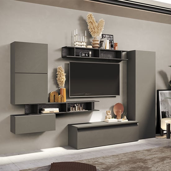 Read more about Narvel wooden entertainment unit in ardesia and piombo
