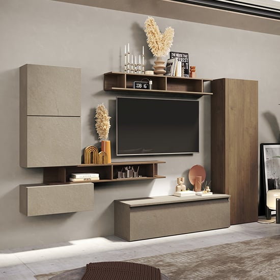 Read more about Narvel wooden entertainment unit in argilla and mercure