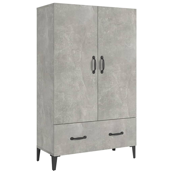 Narvel Wooden Highboard With 2 Door 1 Drawer In Concrete Effect