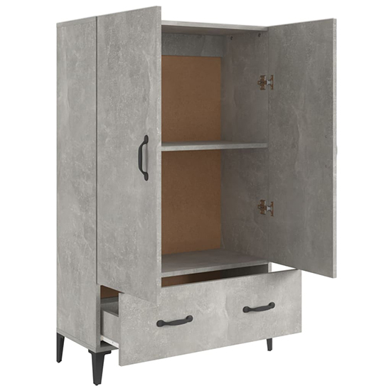 Narvel Wooden Highboard With 2 Door 1 Drawer In Concrete Effect