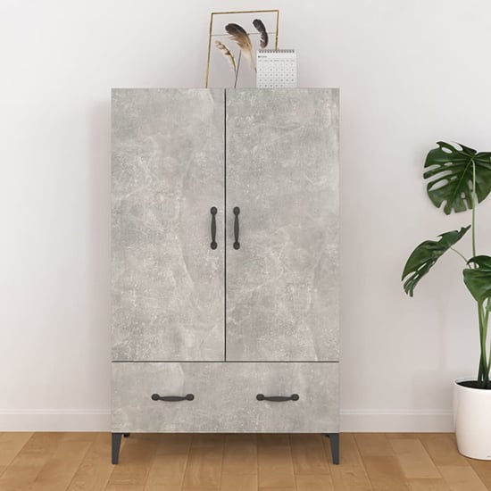 Product photograph of Narvel Wooden Highboard With 2 Door 1 Drawer In Concrete Effect from Furniture in Fashion