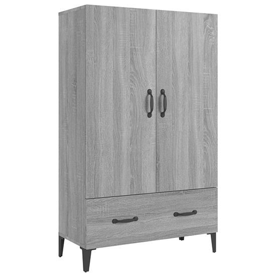 Narvel Wooden Highboard With 2 Door 1 Drawer In Grey Sonoma Oak