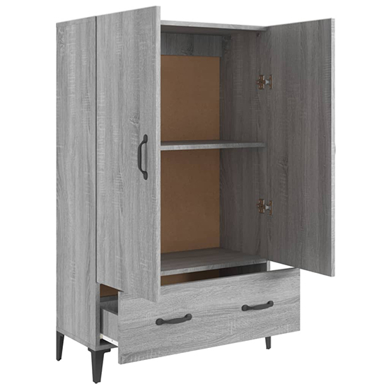 Narvel Wooden Highboard With 2 Door 1 Drawer In Grey Sonoma Oak