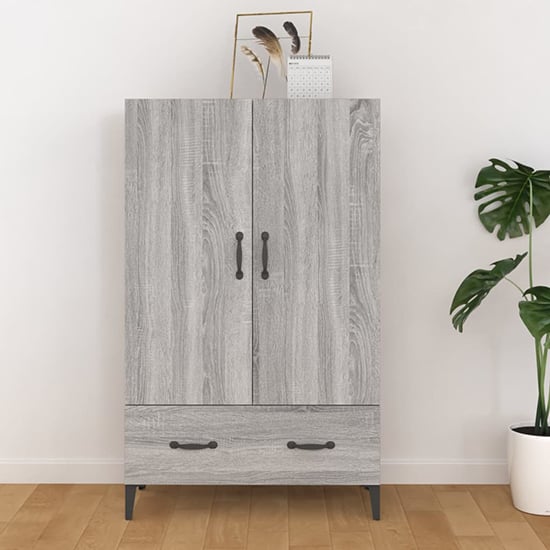Photo of Narvel wooden highboard with 2 door 1 drawer in grey sonoma oak
