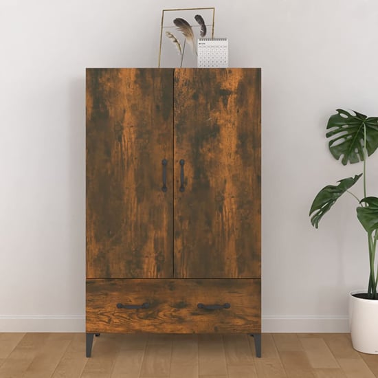Photo of Narvel wooden highboard with 2 doors 1 drawer in smoked oak