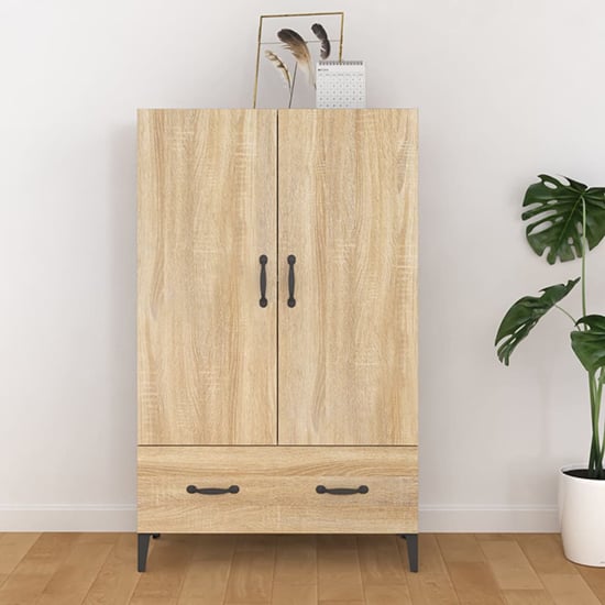 Product photograph of Narvel Wooden Highboard With 2 Doors 1 Drawer In Sonoma Oak from Furniture in Fashion