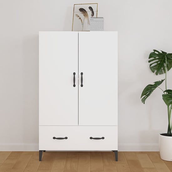 Product photograph of Narvel Wooden Highboard With 2 Doors 1 Drawer In White from Furniture in Fashion