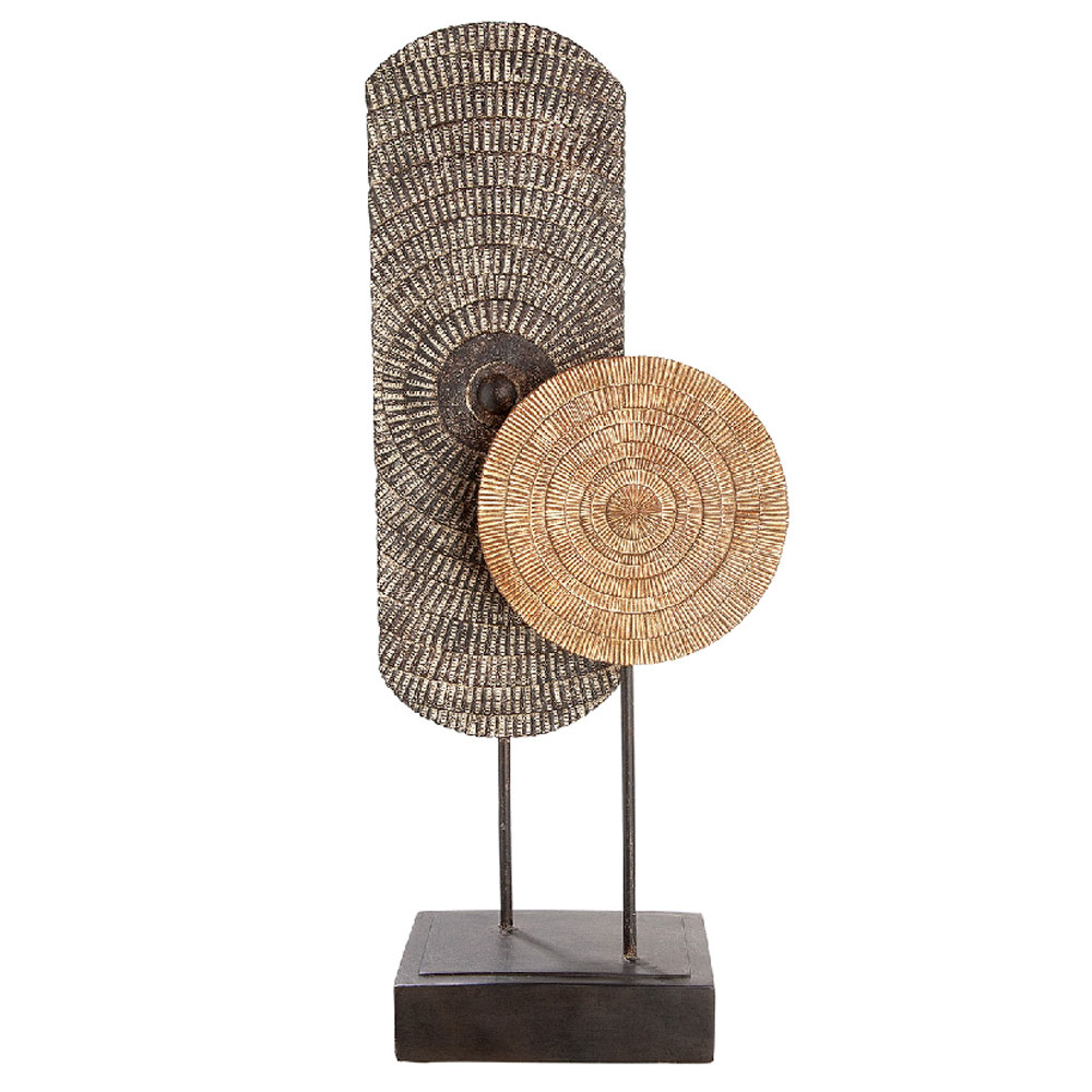 Narvion Synthetic Resin Circular Sculpture in Natural and Brown