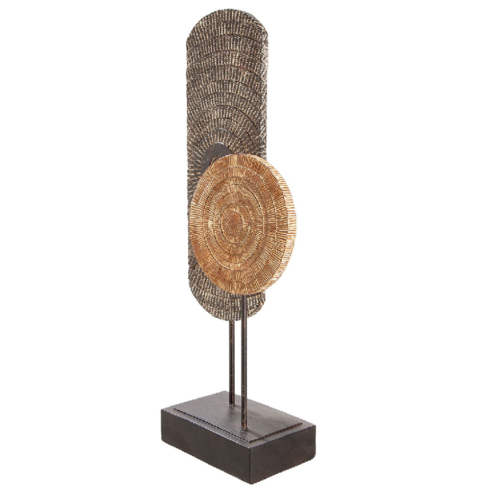 Narvion Synthetic Resin Circular Sculpture in Natural and Brown
