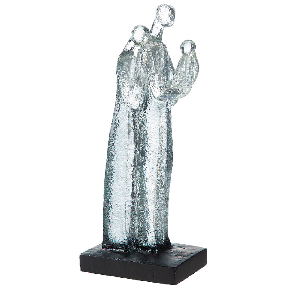 Narvion Synthetic Resin Family Sculpture in Clear and Black