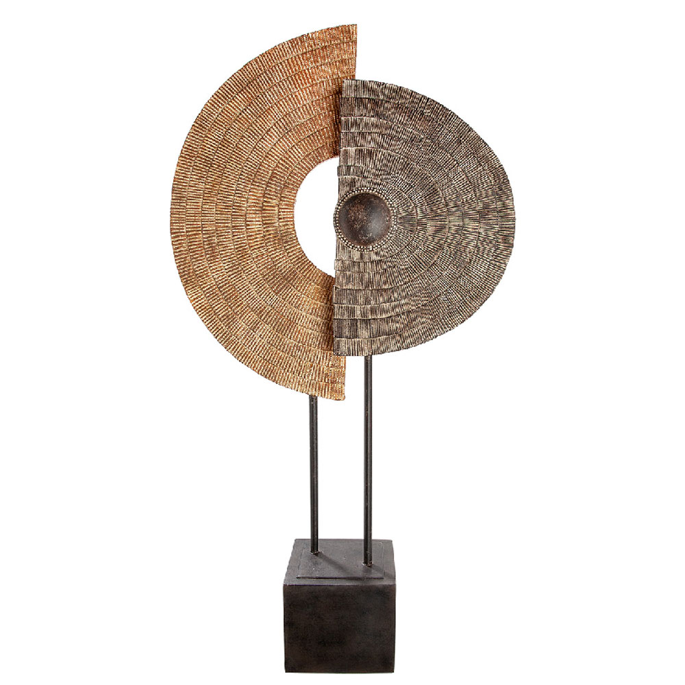 Narvion Synthetic Resin Geometric Sculpture in Natural and Brown
