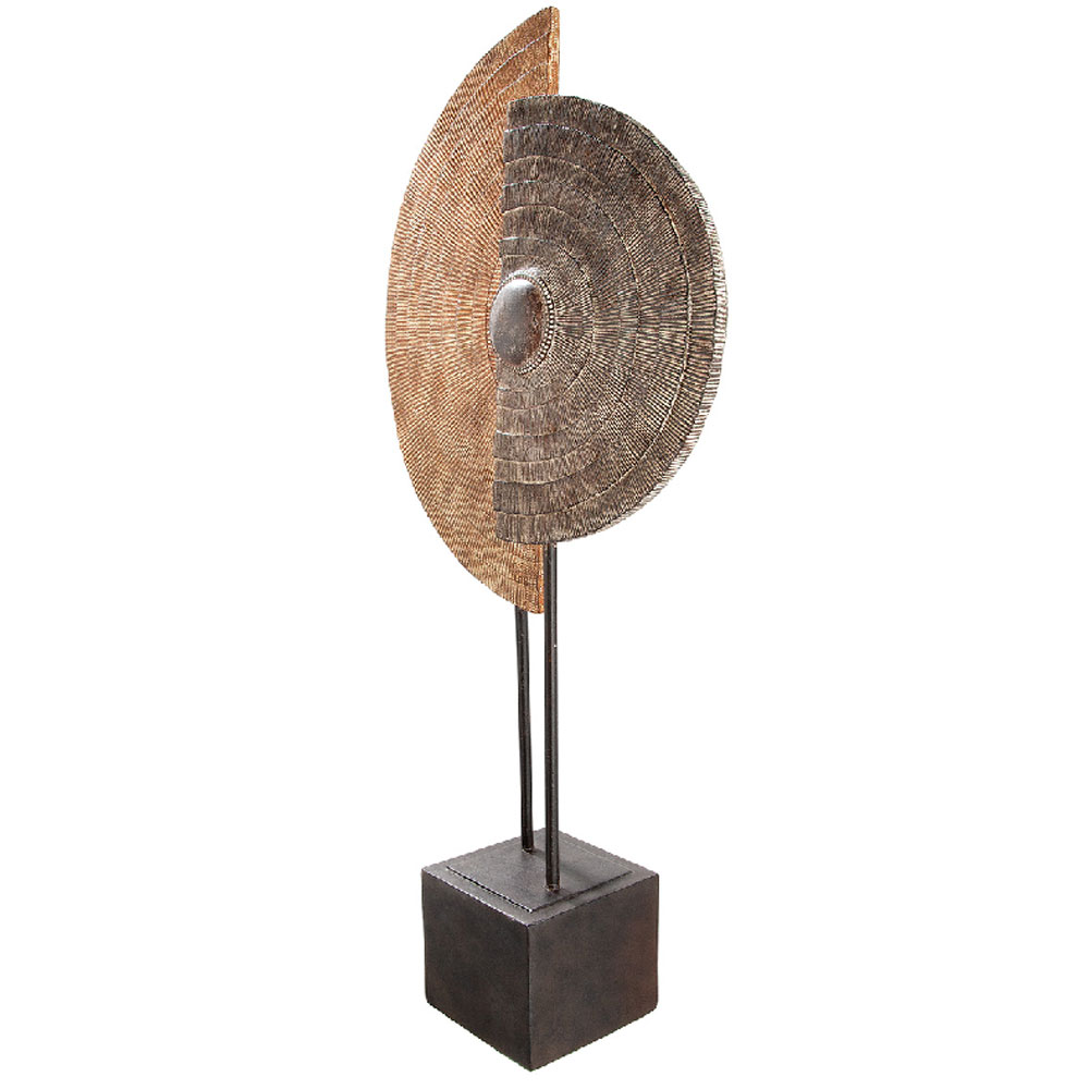 Narvion Synthetic Resin Geometric Sculpture in Natural and Brown
