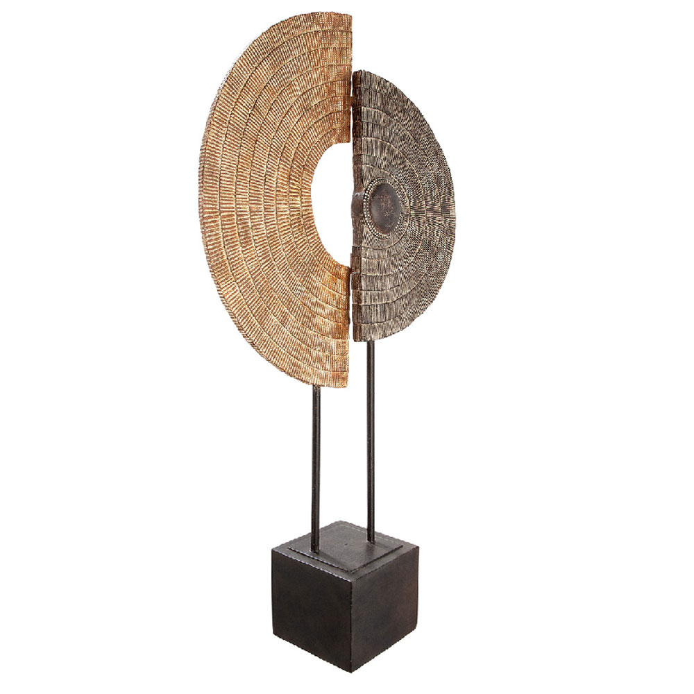 Narvion Synthetic Resin Geometric Sculpture in Natural and Brown