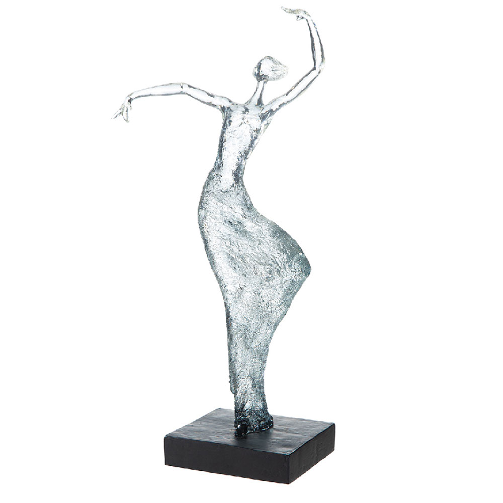 Narvion Synthetic Resin Graceful Curved Pose Women Sculpture in Black and Clear