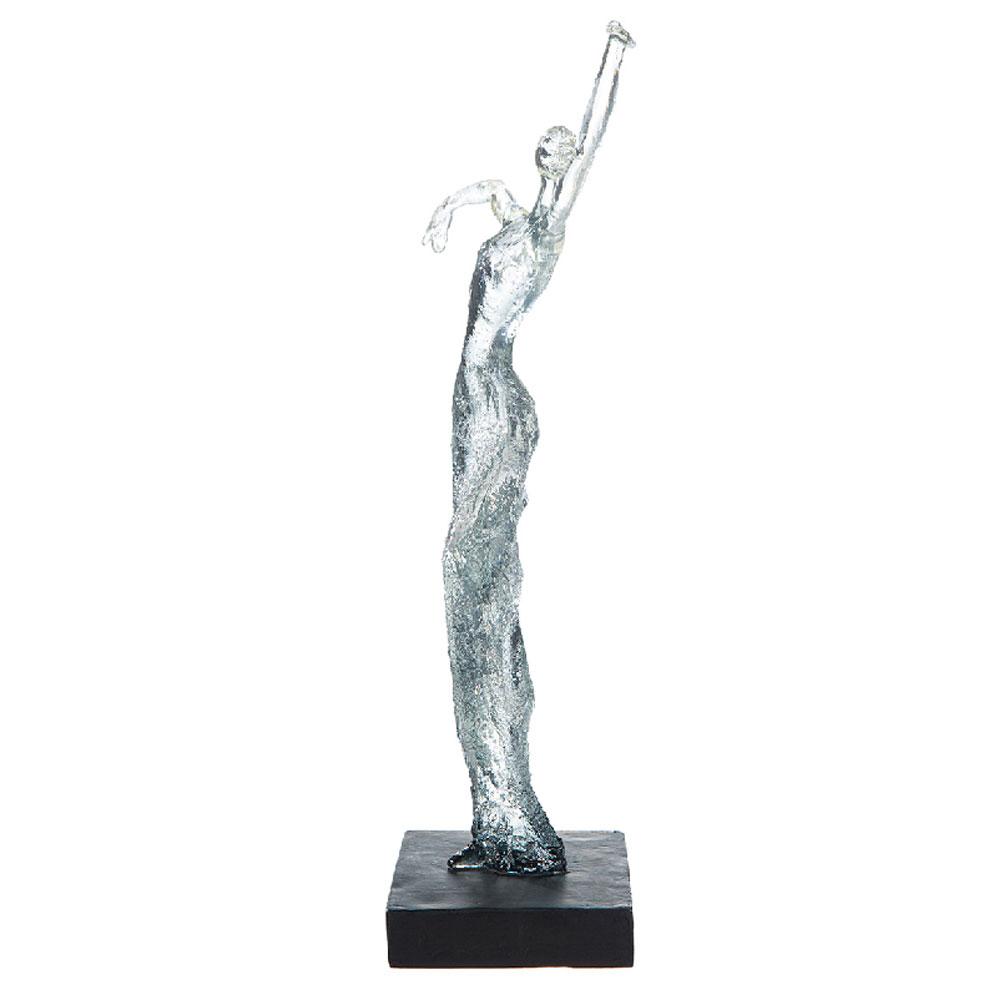 Narvion Synthetic Resin Graceful Curved Pose Women Sculpture in Black and Clear