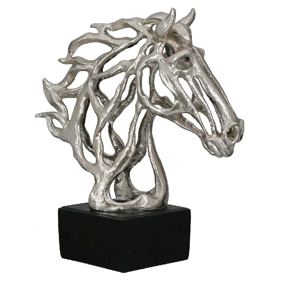 Narvion Synthetic Resin Horse Sculpture in Silver