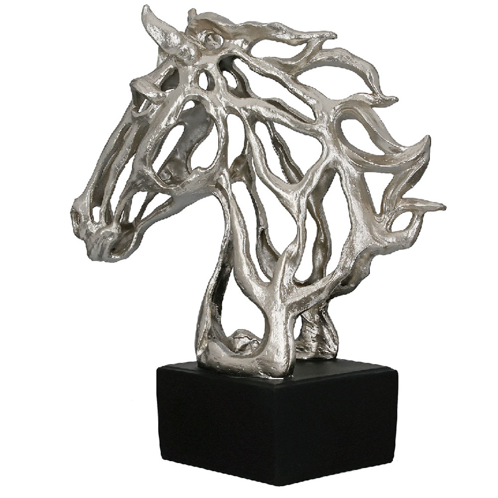 Narvion Synthetic Resin Horse Sculpture in Silver