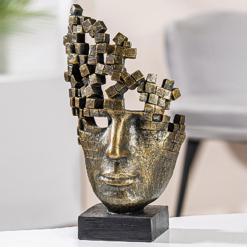 Narvion Synthetic Resin Male Face Sculpture in Antique and Bronze