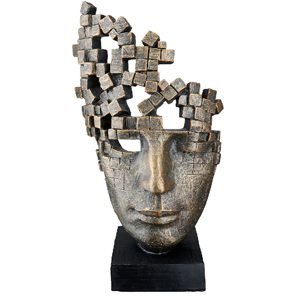 Narvion Synthetic Resin Male Face Sculpture in Antique and Bronze