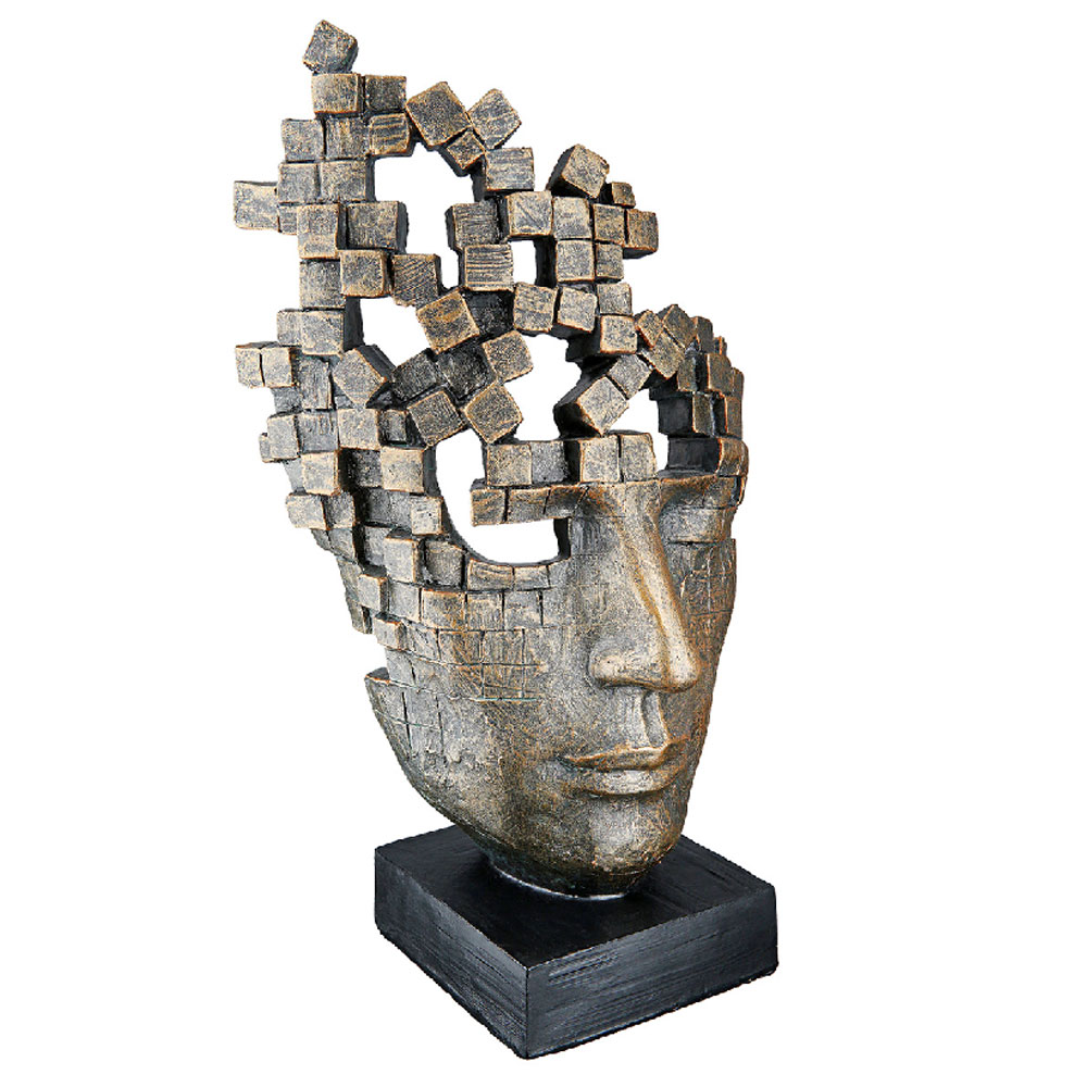 Narvion Synthetic Resin Male Face Sculpture in Antique and Bronze