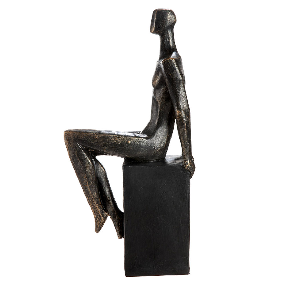Narvion Synthetic Resin Men Sculpture in Black and Bronze