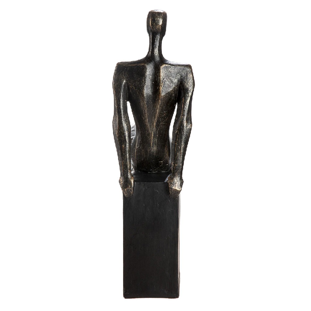 Narvion Synthetic Resin Men Sculpture in Black and Bronze