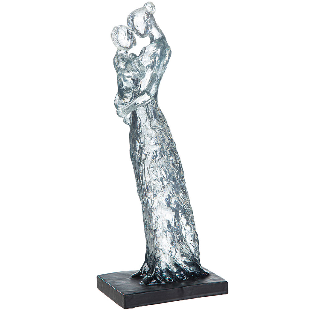 Narvion Synthetic Resin Mother and Child Sculpture in Clear and Black