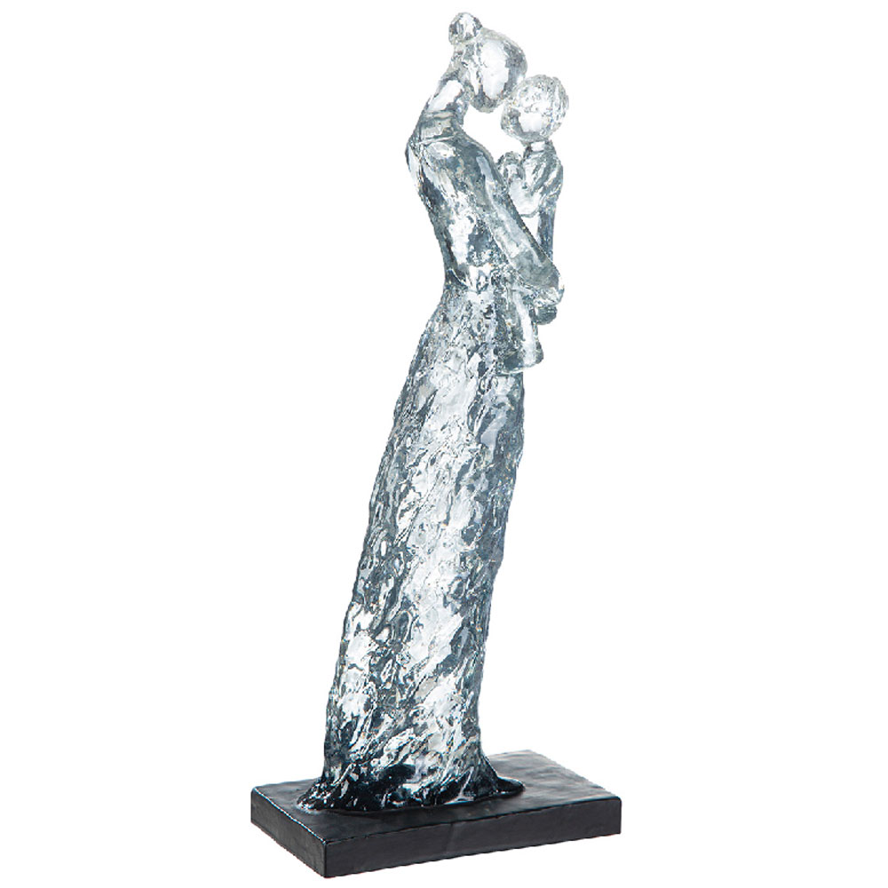 Narvion Synthetic Resin Mother and Child Sculpture in Clear and Black
