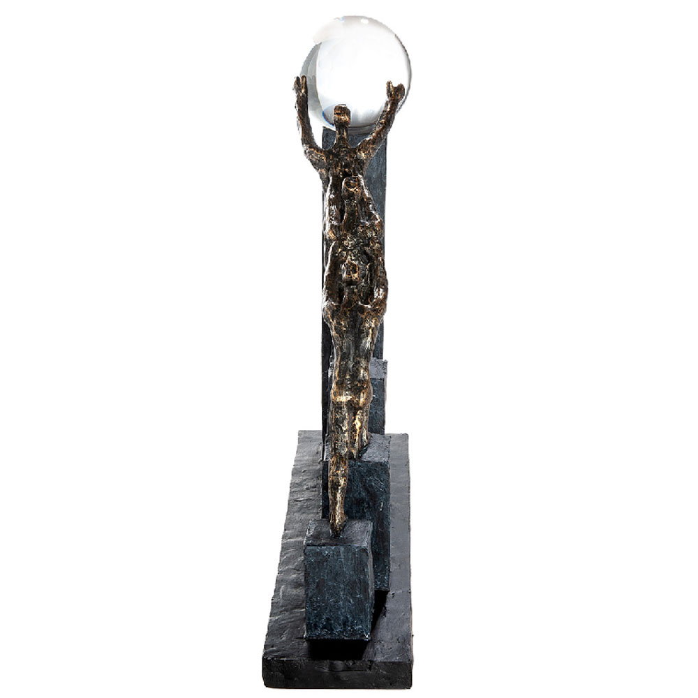 Narvion Synthetic Resin Teamwork Sculpture in Black and Bronze