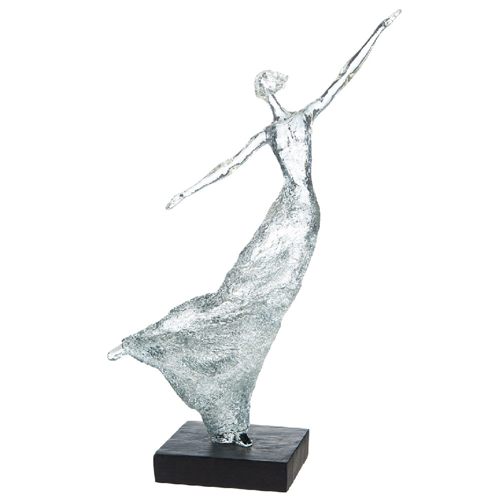 Narvion Synthetic Resin Woman Dancing Sculpture in Black and Clear