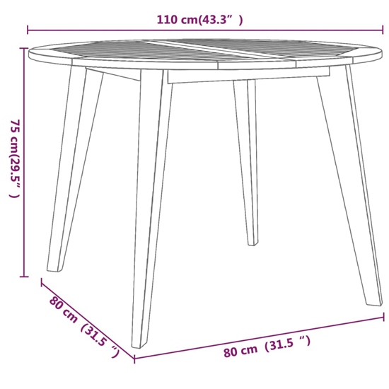 Narvon Large Round Wooden 3 Piece Garden Dining Set In Natural