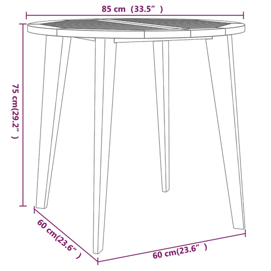 Narvon Small Round Wooden 3 Piece Garden Dining Set In Natural
