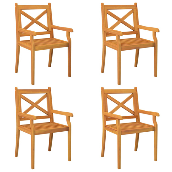 Narvon Small Round Wooden 5 Piece Garden Dining Set In Natural