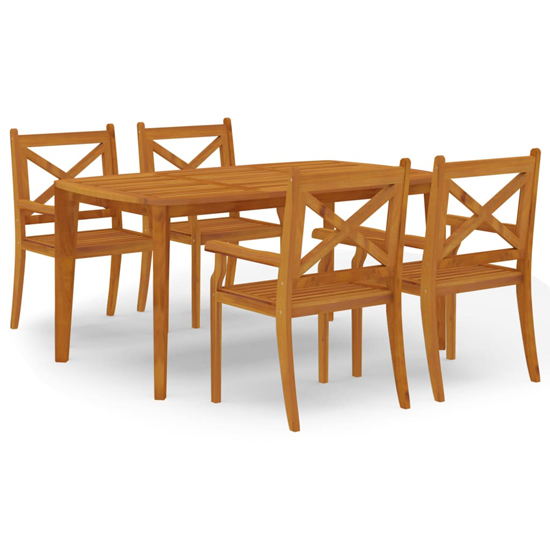 Narvon Small Wooden 5 Piece Garden Dining Set In Natural
