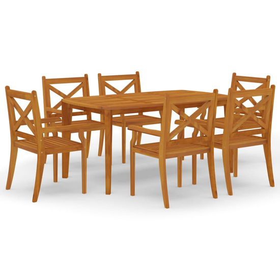 Narvon Small Wooden 7 Piece Garden Dining Set In Natural