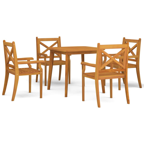 Narvon Square Round Wooden 5 Piece Garden Dining Set In Natural