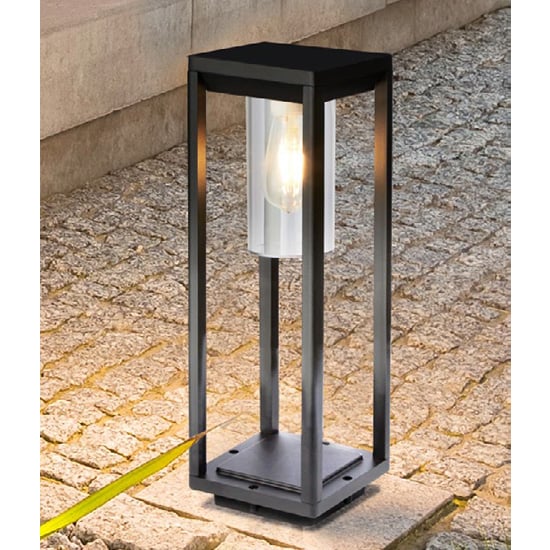 Nash Outdoor Garden Post Light In Black With Clear Glass_1