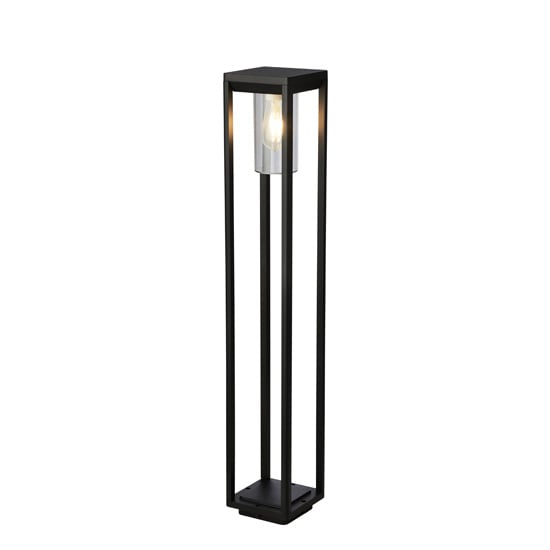 Nash Outdoor Garden Tall Post Light In Black With Clear Glass_2