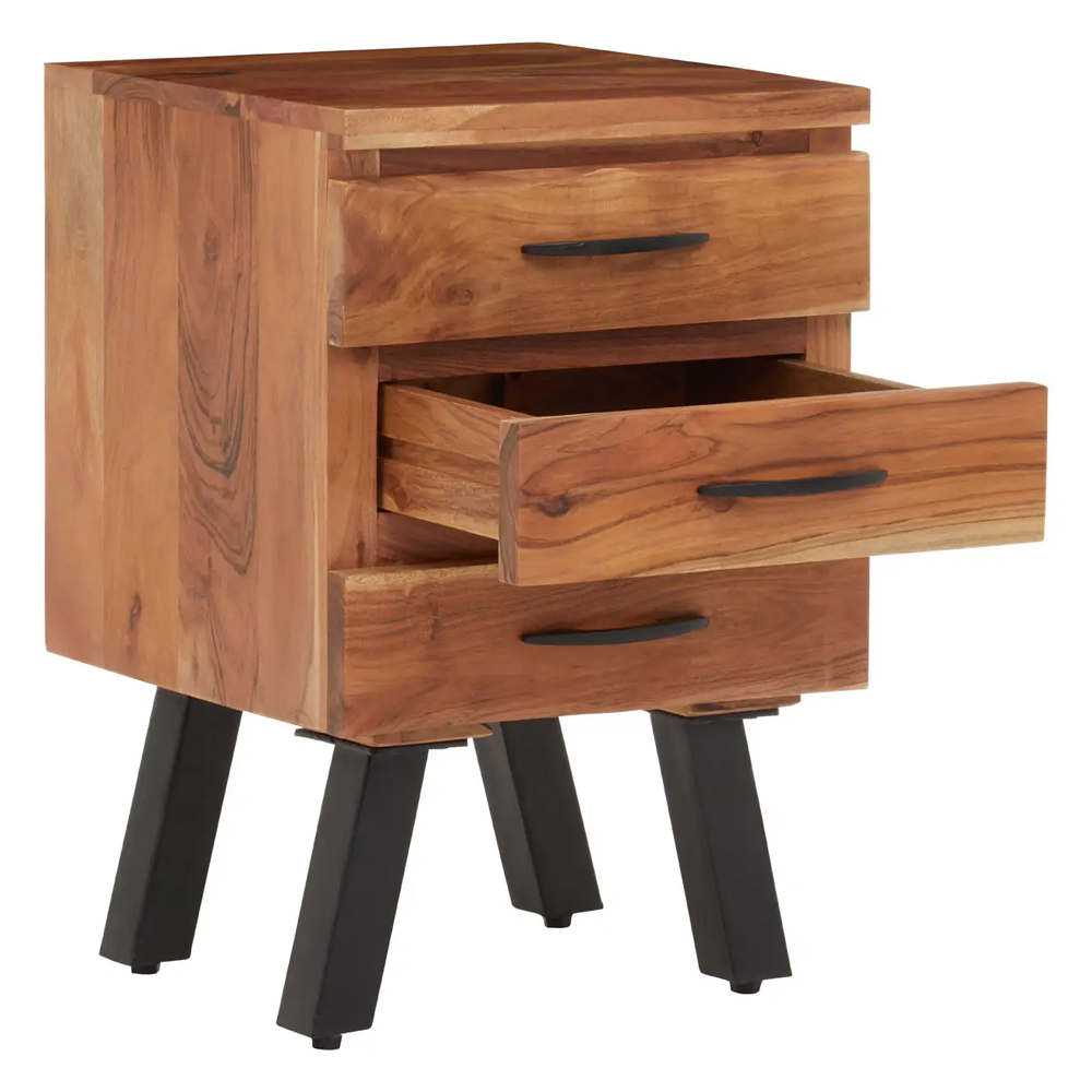 Nashua Wooden Side Table With 3 Drawers In Natural