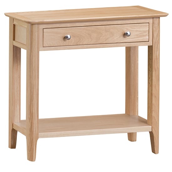 Product photograph of Nassau Wooden 1 Drawer Console Table In Natural Oak from Furniture in Fashion