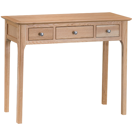 Product photograph of Nassau Wooden 3 Drawers Dressing Table In Natural Oak from Furniture in Fashion