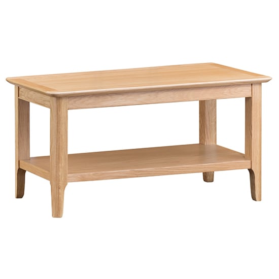 Photo of Nassau wooden coffee table in natural oak with undershelf