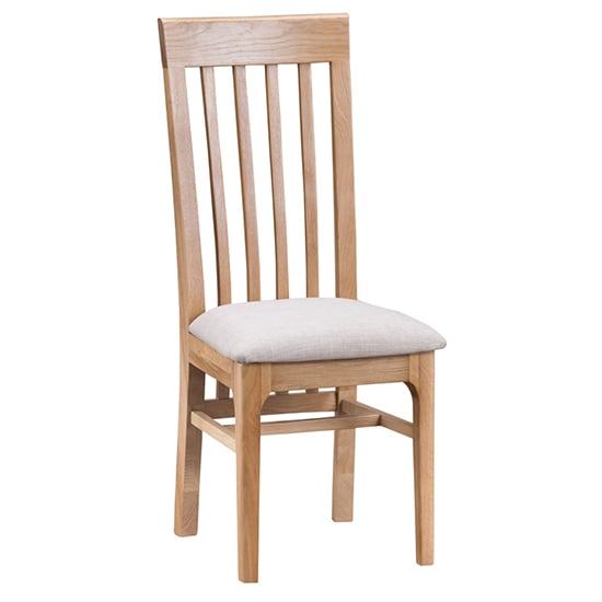 Photo of Nassau wooden dining chair in natural oak with fabric seat