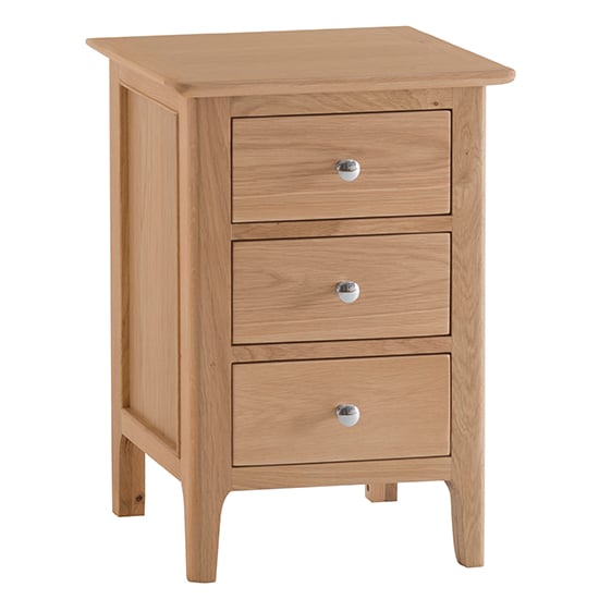 Product photograph of Nassau Large Wooden 3 Drawers Bedside Cabinet In Natural Oak from Furniture in Fashion