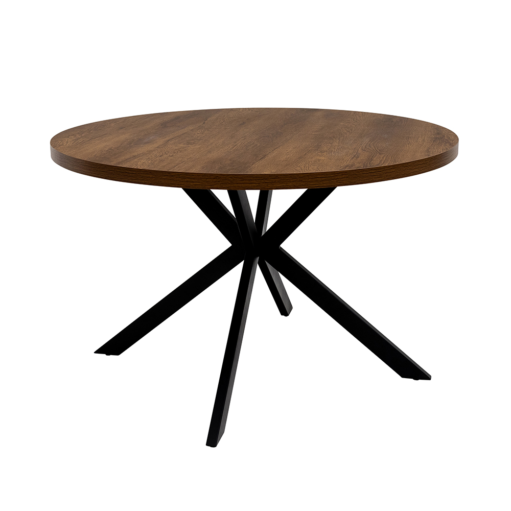 Nassau Large Round Wooden Dining Table in Dark Oak